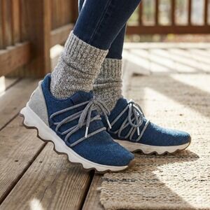 Sorel Kinetic Lace Up Sneakers Womens 8 Blue Knit Running Casual Gorpcore‎